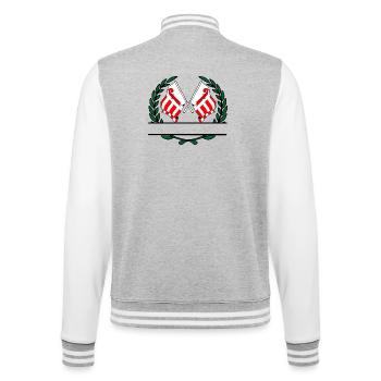 Fahnen Jura Schweiz Lorbeerkranz Banner - College-Sweatjacke - Grau meliert/Weiß - Hinten - Marisol (170cm)