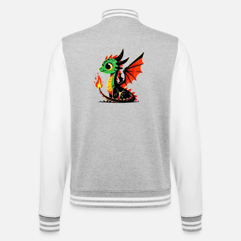 Drache - College-Sweatjacke - Grau meliert/Weiß