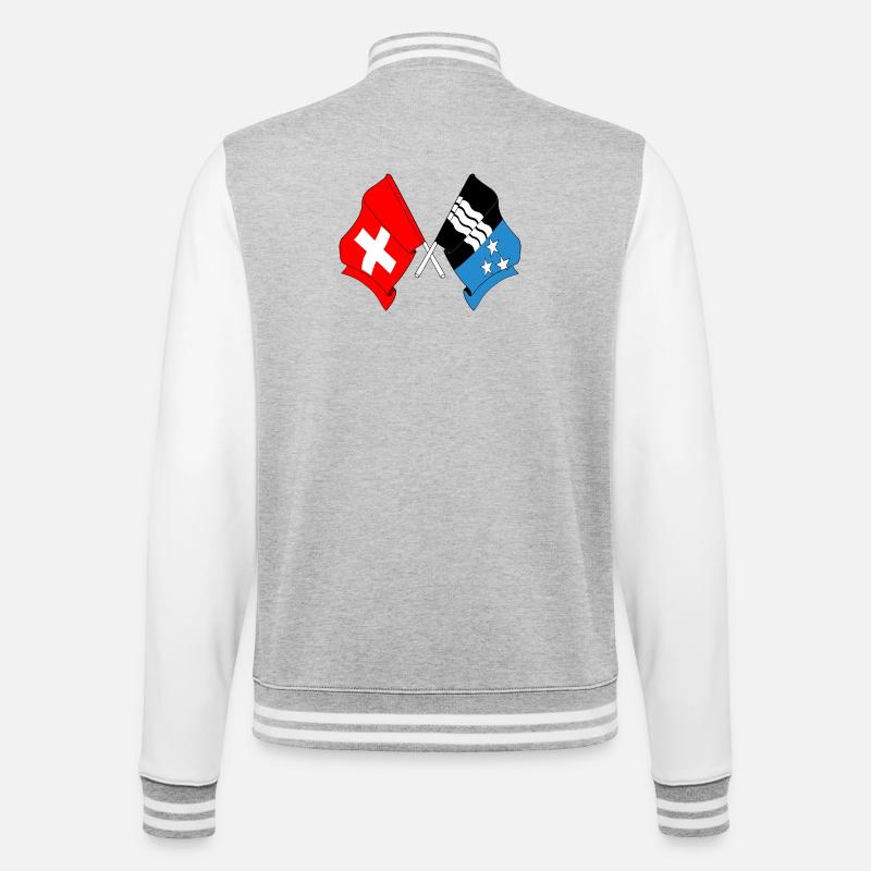 Flag Switzerland and flag Aargau - College Sweat Jacket - heather grey/white