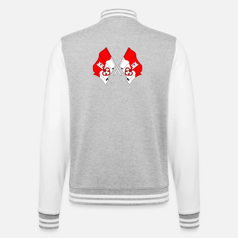 Zwei Flaggen Obwalden Schweiz - College-Sweatjacke - Grau meliert/Weiß