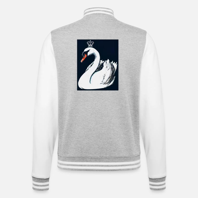 Schwan - College-Sweatjacke - Grau meliert/Weiß