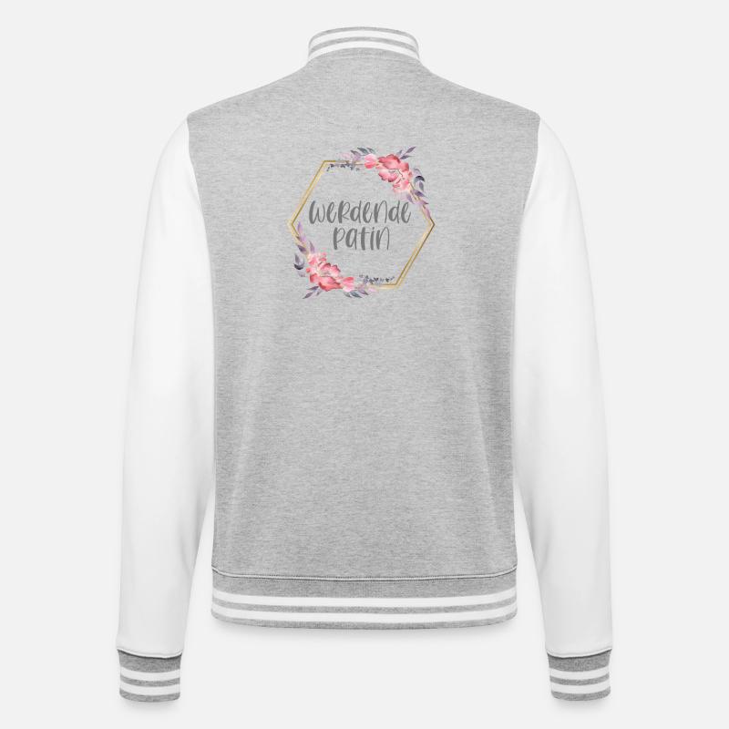 Boho werdende Patin Geschenk - College-Sweatjacke - Grau meliert/Weiß