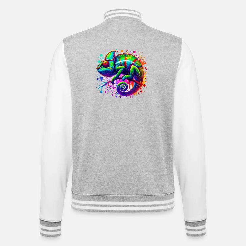 Chamäleon - College-Sweatjacke - Grau meliert/Weiß
