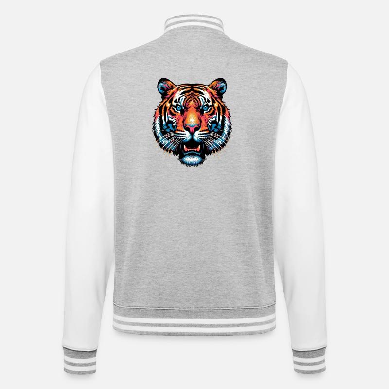 Tiger - College-Sweatjacke - Grau meliert/Weiß