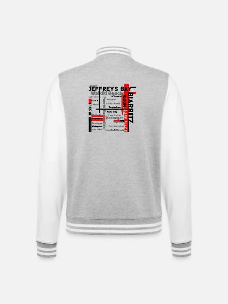 Map of Waikiki and Fuerteventura Beaches - College Sweat Jacket - heather grey/white
