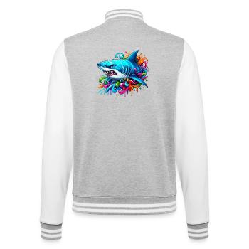 Shark - College Sweat Jacket - heather grey/white - Back - Marisol (170cm)