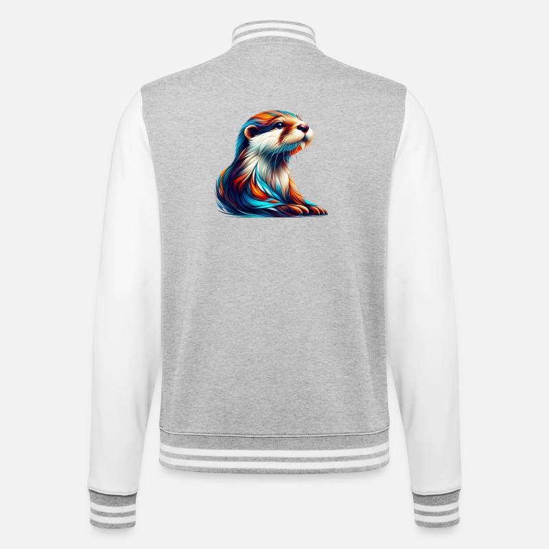 Otter - College-Sweatjacke - Grau meliert/Weiß