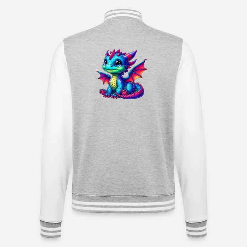 Drache - College-Sweatjacke - Grau meliert/Weiß