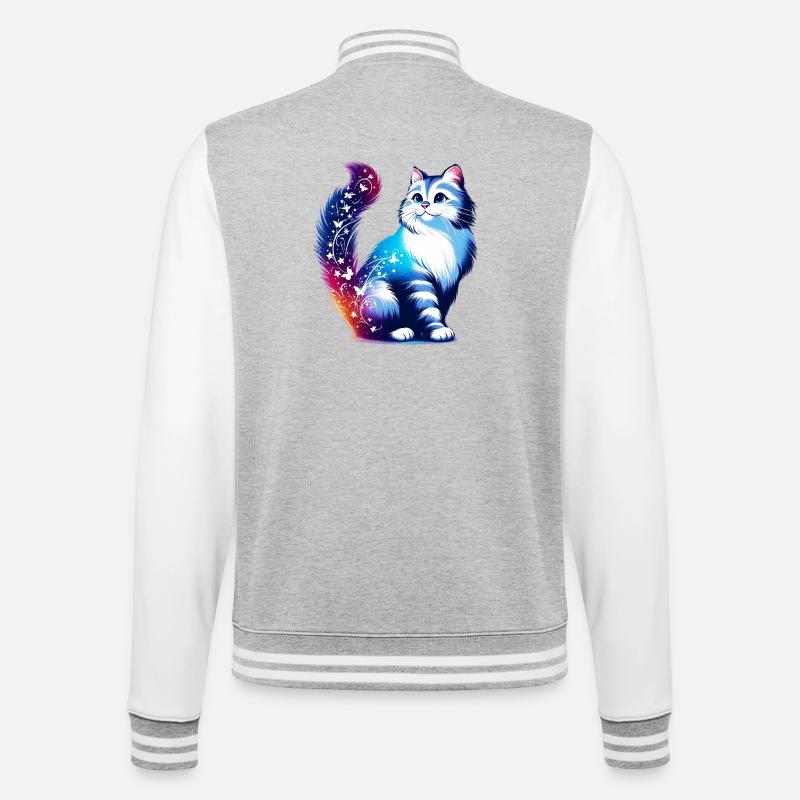 Chat - Veste Teddy - gris chiné / blanc