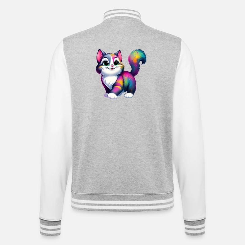 Chat - Veste Teddy - gris chiné / blanc