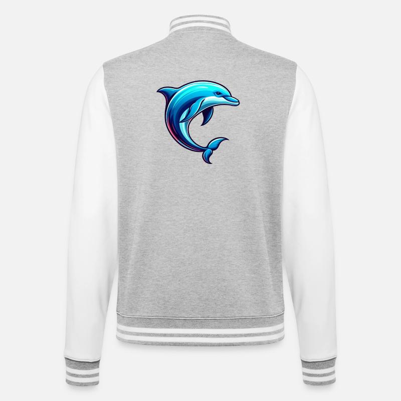 Dolphin - College Sweat Jacket - heather grey/white