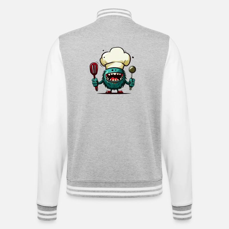 Alien extraterrestre Martien Cuisinier Chef - Veste Teddy - gris chiné / blanc