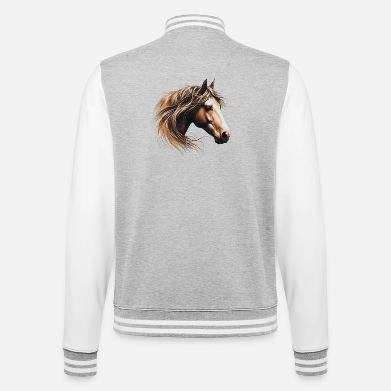 Cheval - Veste Teddy - gris chiné / blanc
