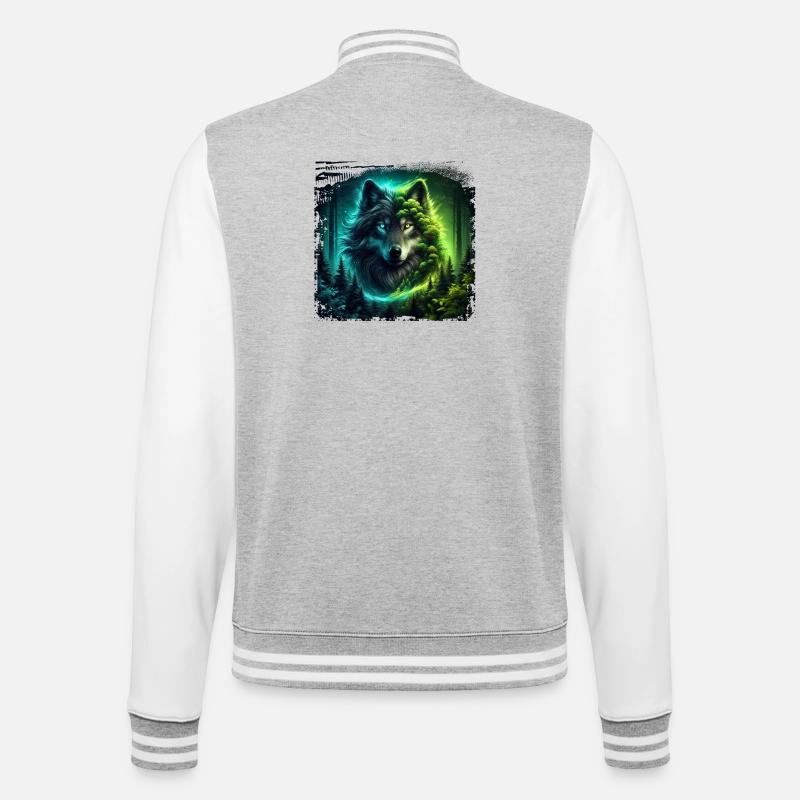 Wolf - College Sweat Jacket - heather grey/white