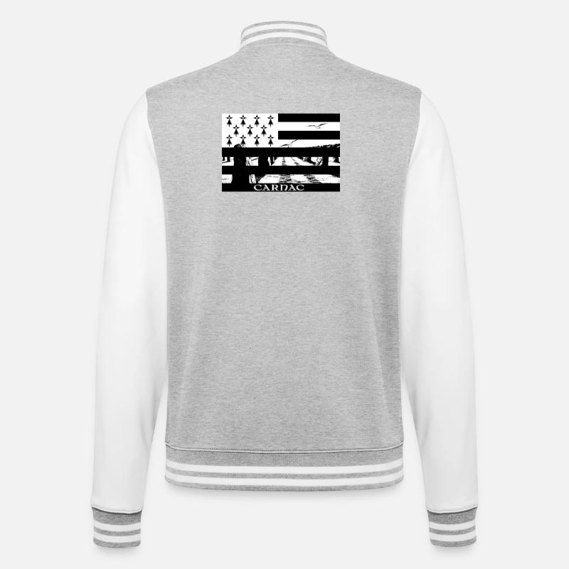 CARNAC - College-Sweatjacke - Grau meliert/Weiß