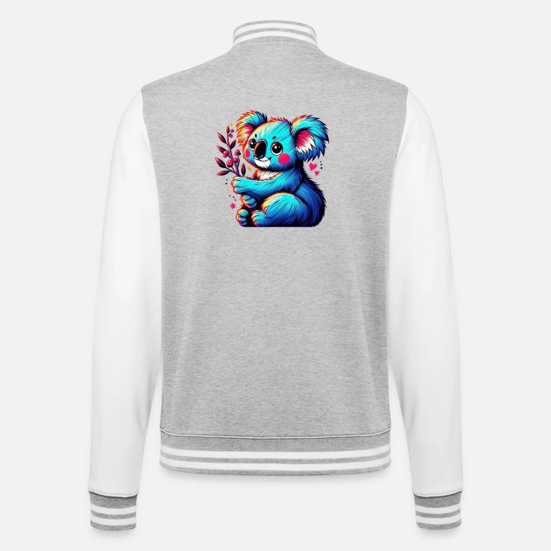 Koala - College-Sweatjacke - Grau meliert/Weiß