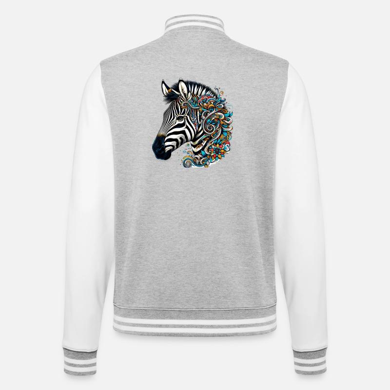 Zebra - College Sweat Jacket - heather grey/white