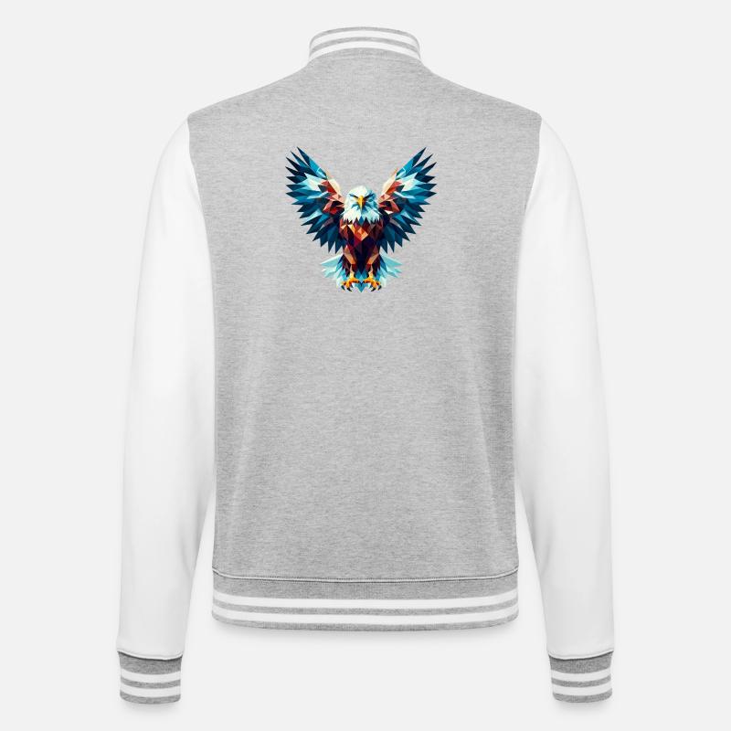 Polygonal Eagle - College Sweat Jacket - heather grey/white