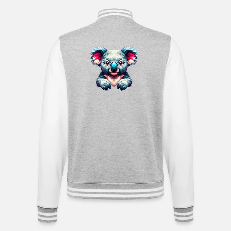 Polygonaler Koala - College-Sweatjacke - Grau meliert/Weiß