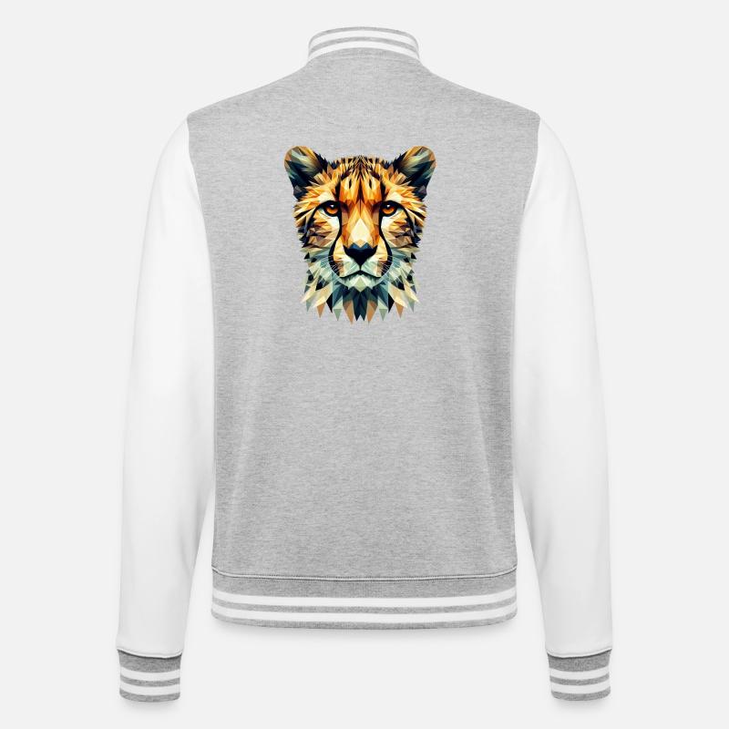 Guépard polygonal - Veste Teddy - gris chiné / blanc