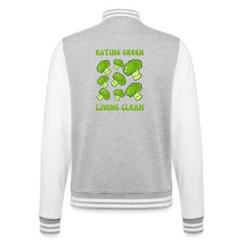 Vegetarier, grün essen, sauber leben - College-Sweatjacke - Grau meliert/Weiß - Hinten - Marisol (170cm)