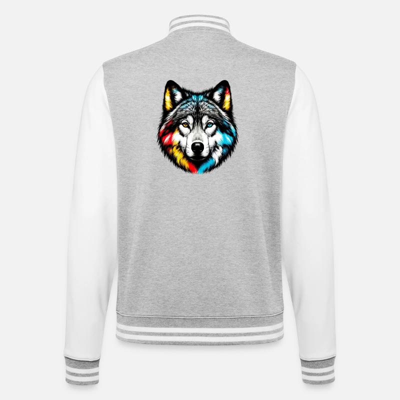 Loup - Veste Teddy - gris chiné / blanc