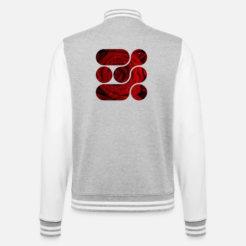 OCHOOO - Rote Rose - College-Sweatjacke - Grau meliert/Weiß