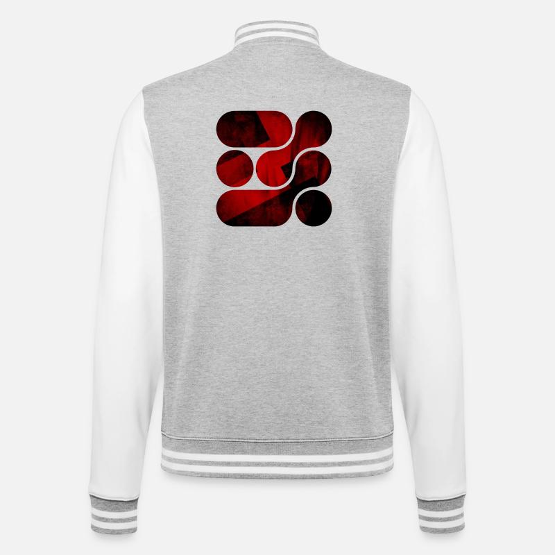 OCHOOO - Dunkelrot - College-Sweatjacke - Grau meliert/Weiß