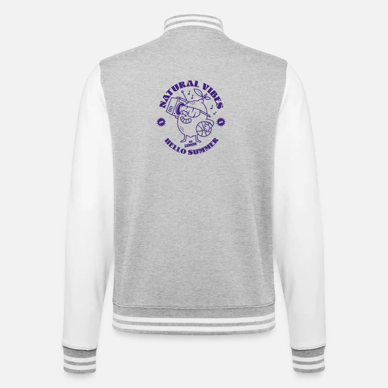 Lemon purple - Veste Teddy - gris chiné / blanc