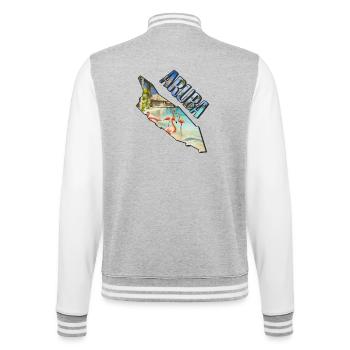 Watercolor Map Aruba - College Sweat Jacket - heather grey/white - Back - Marisol (170cm)