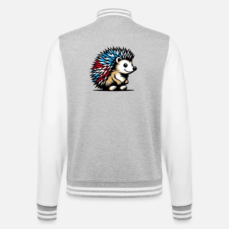 Igel - College-Sweatjacke - Grau meliert/Weiß