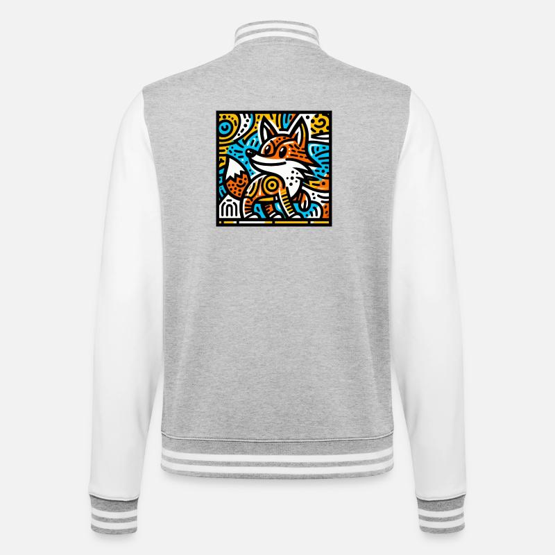Fuchs - College-Sweatjacke - Grau meliert/Weiß