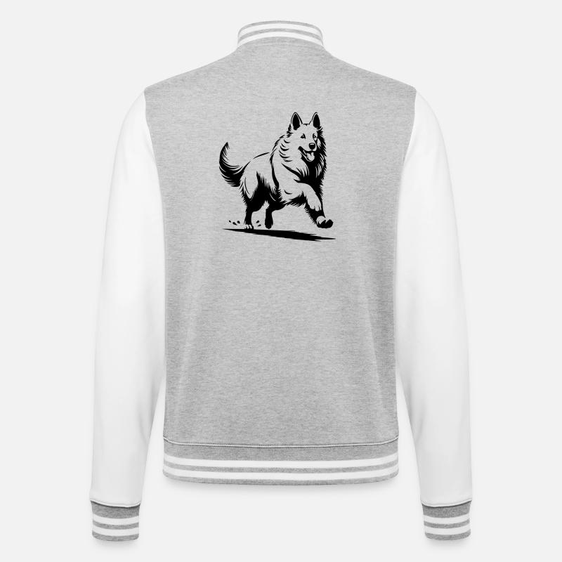 Schweizer Schäferhund - College-Sweatjacke - Grau meliert/Weiß