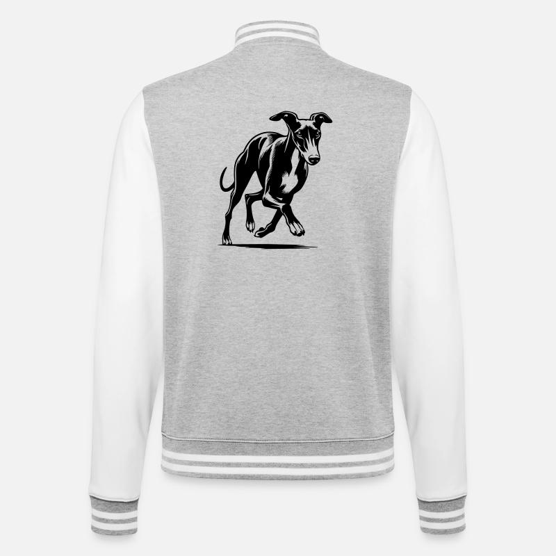 Whippet - College-Sweatjacke - Grau meliert/Weiß