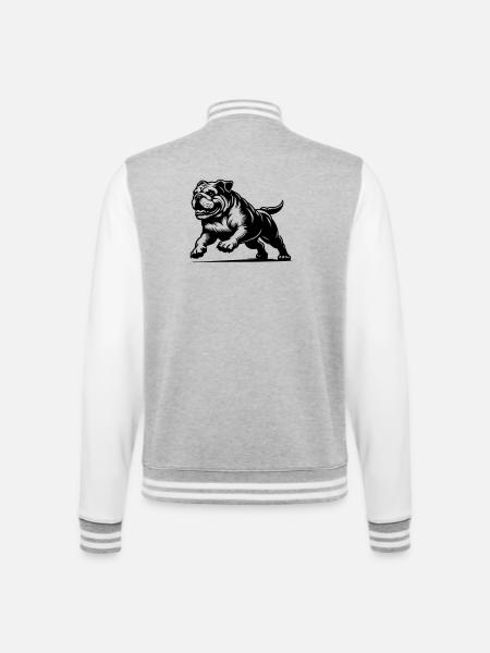 Bouledogue anglais - Veste Teddy - gris chiné / blanc