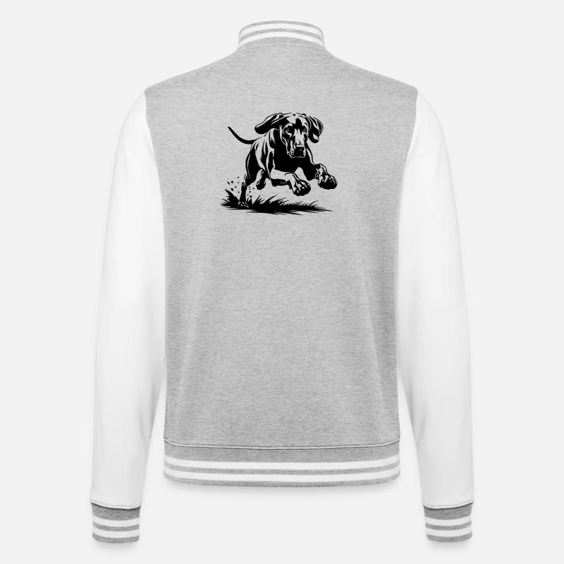 Weimaraner - College-Sweatjacke - Grau meliert/Weiß