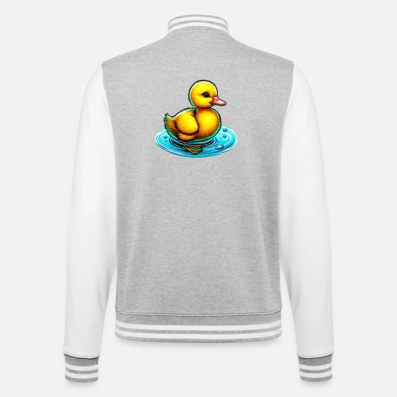 Duckling Duck Duck Duck - College Sweat Jacket - heather grey/white