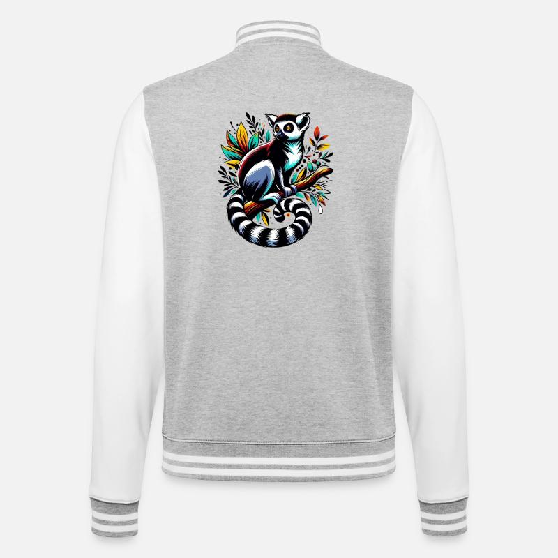 Lemur - College-Sweatjacke - Grau meliert/Weiß