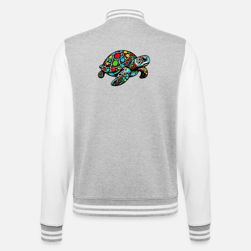 Schildkröte - College-Sweatjacke - Grau meliert/Weiß