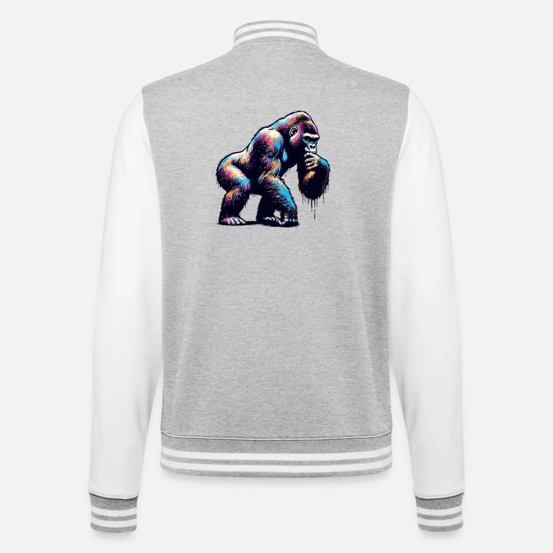 Gorilla - College-Sweatjacke - Grau meliert/Weiß