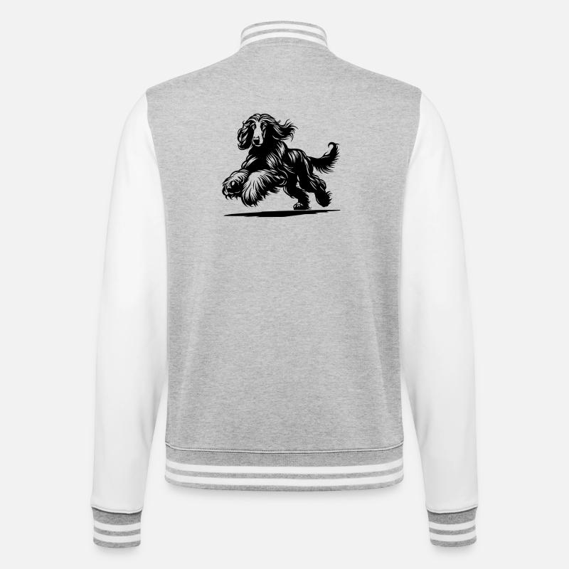 Afghane - College-Sweatjacke - Grau meliert/Weiß