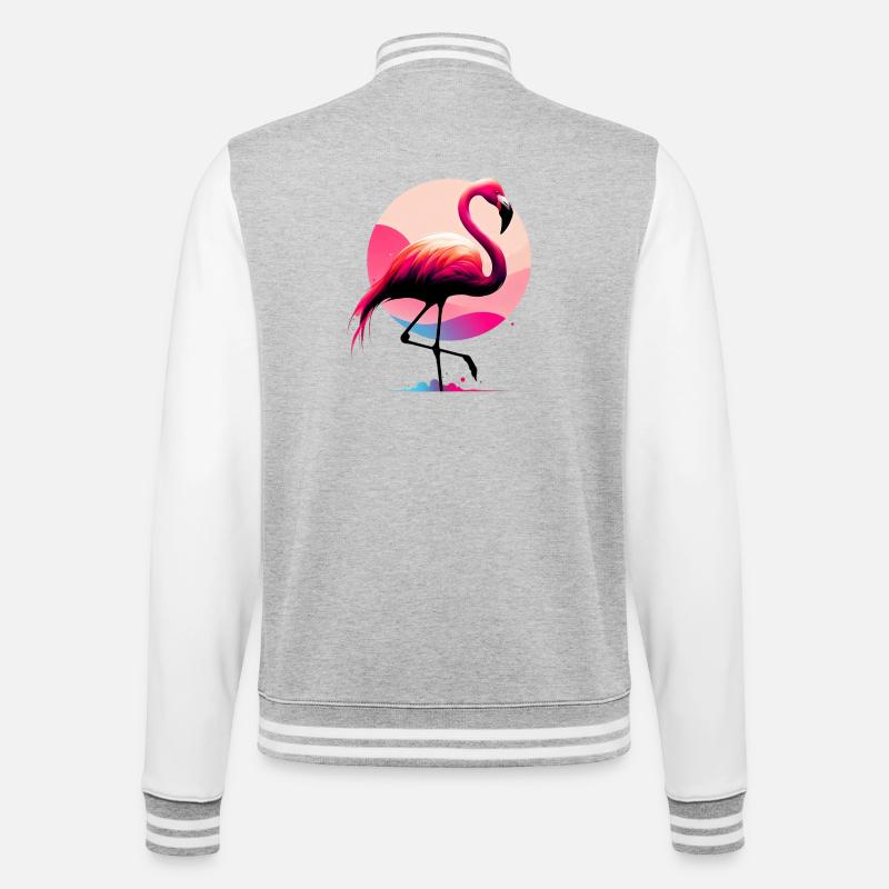 Flamingo - College-Sweatjacke - Grau meliert/Weiß
