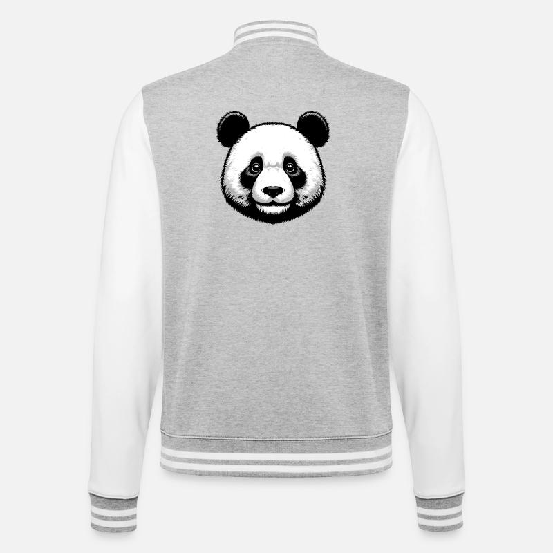 Panda - College-Sweatjacke - Grau meliert/Weiß