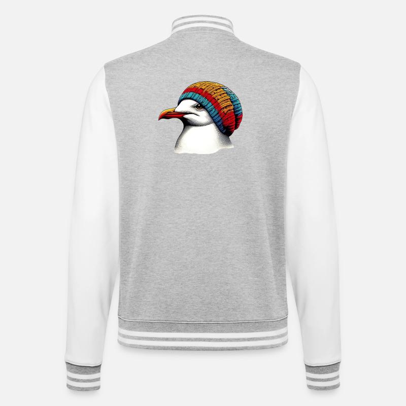 Möwe - College-Sweatjacke - Grau meliert/Weiß