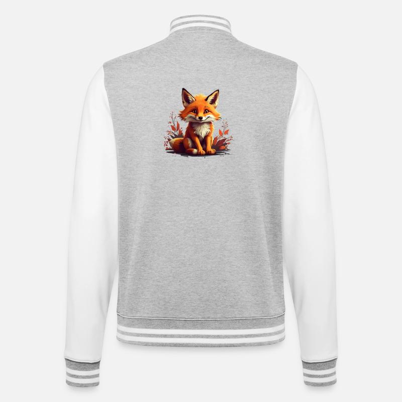 Mischievous Fox - College Sweat Jacket - heather grey/white