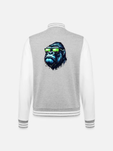Gorille - Veste Teddy - gris chiné / blanc