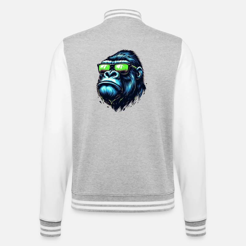 Gorille - Veste Teddy - gris chiné / blanc