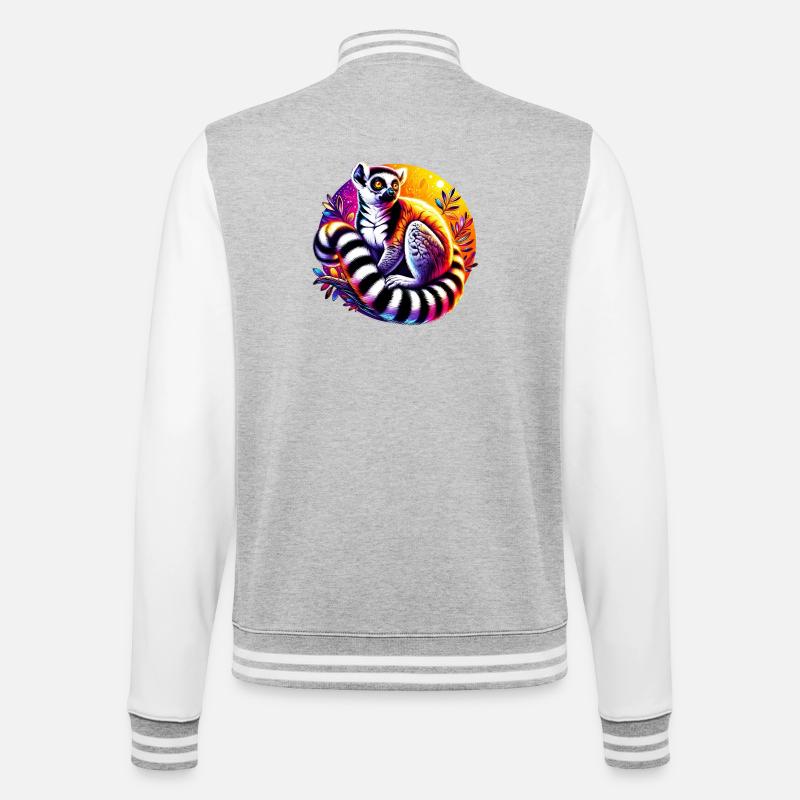 Lemur - College-Sweatjacke - Grau meliert/Weiß