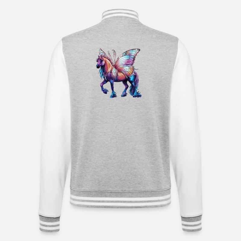 Cheval papillon - Veste Teddy - gris chiné / blanc