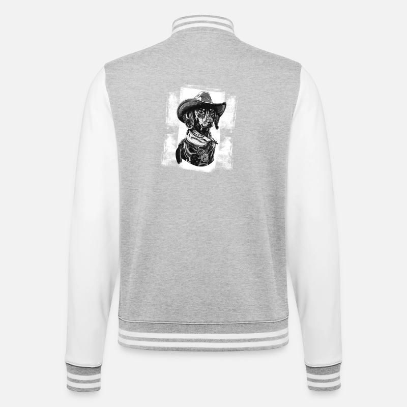 Sheriff Jamnik - College-Sweatjacke - Grau meliert/Weiß